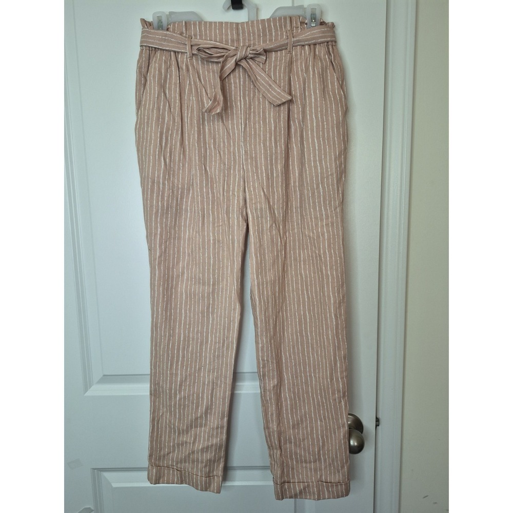 Womens Senna Sky Pink White Striped Pants Size L